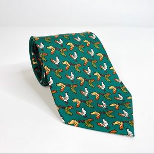 100% Silk Green Chicken Necktie